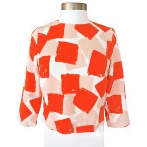 L.K. Bennett Nadine Textured Overlay Top Size Tomato Crop